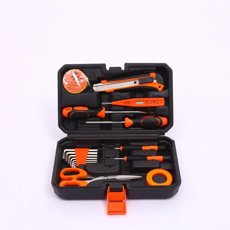 9-piece household and car hardware tool box set Small multi-function combination tool repair hand tool set