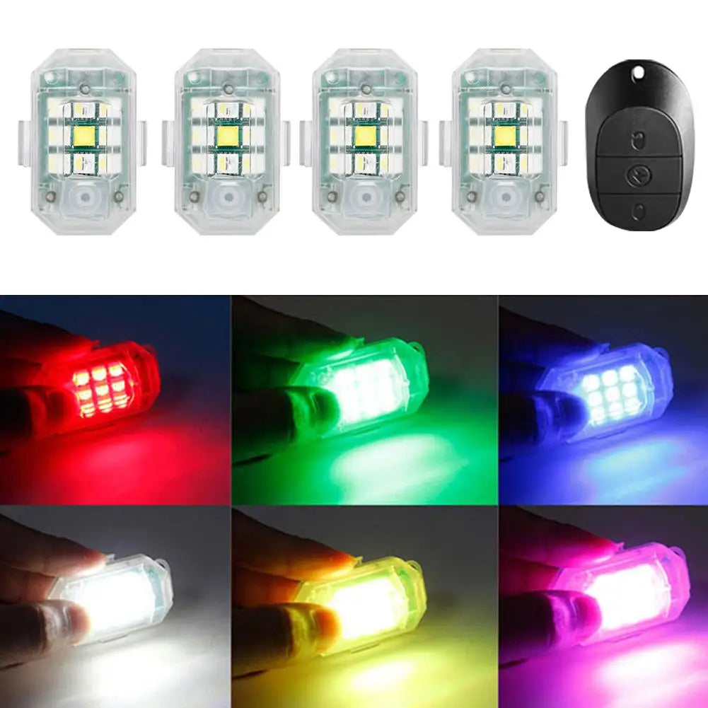 Motorcycle Wireless LED Strobe Light Remote Control Aircraft Light Navigation Warning Light Indicator For Car Bicycle Drone
