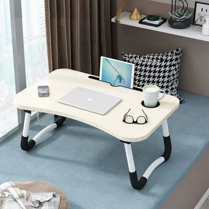 Folding table with cup holder drawer, laptop bed table, foldable tablet stand, laptop bed tray table, portable folding table, fo