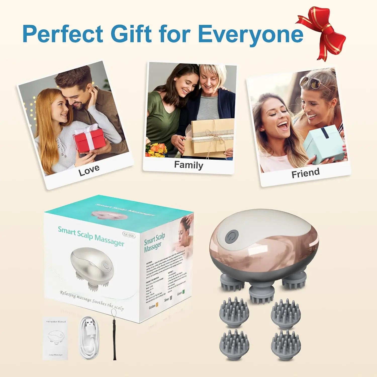 Electric Scalp Massager Handheld Portable Scalp Massager Head Scratcher for Full Body Massage Deep Clean and Stress Relax.