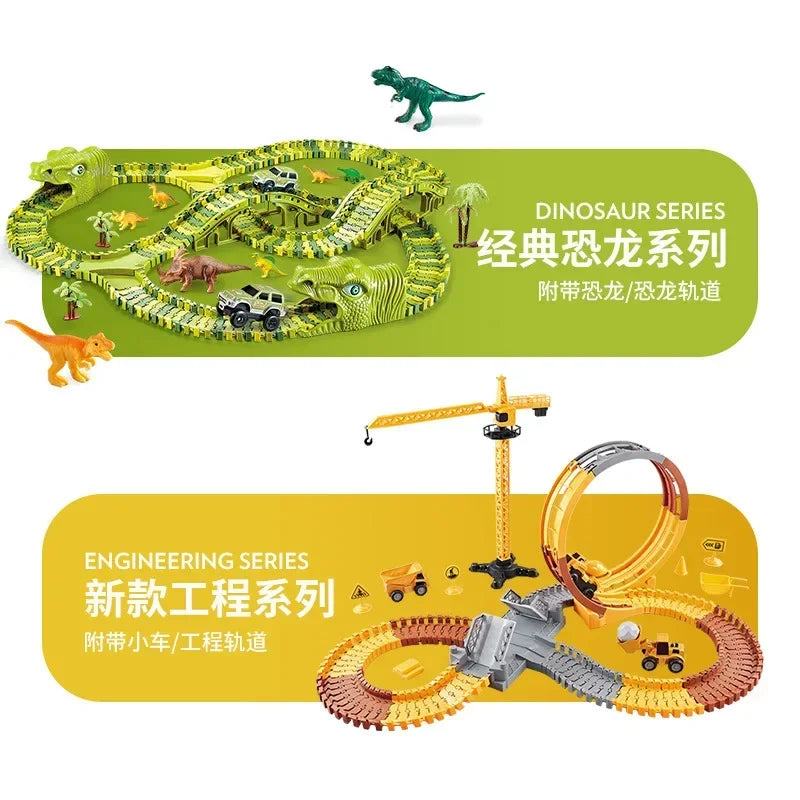 Children's Track Car Toys Boy DIY Versatile Assembly Electric Dinosaur Roller Coaster Amusement Park