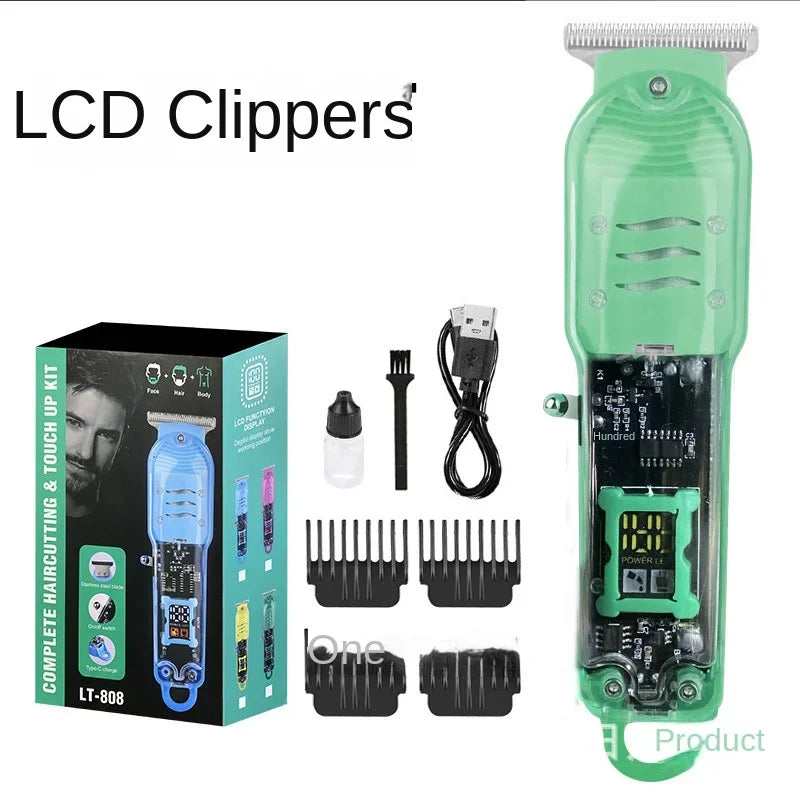Professional Hair Cutting Machine Rechargeable Clipper Transparent Electric Hair Trimmers For Men Cordless Hair Cut Machine