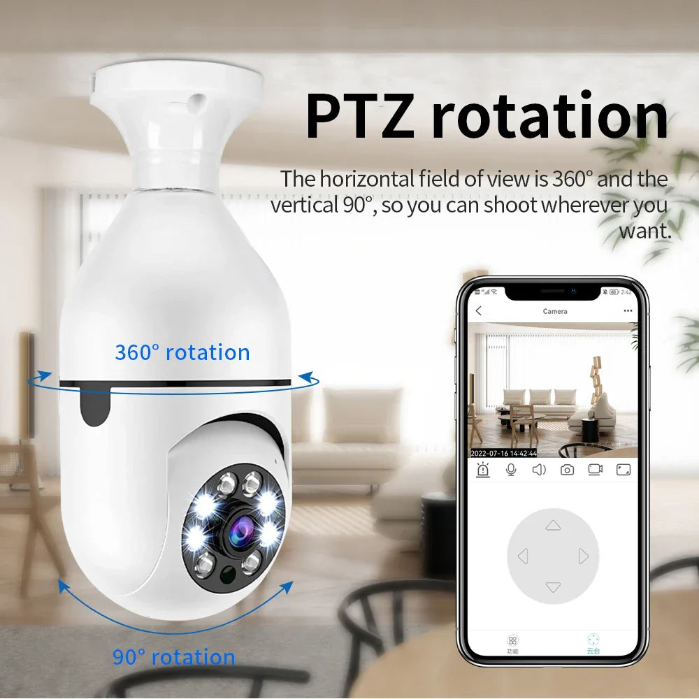 Bulb E27 Surveillance Camera Full Color Night Vision Automatic Human Tracking Zoom Indoor Security Monitor Wifi Minii IP Camera