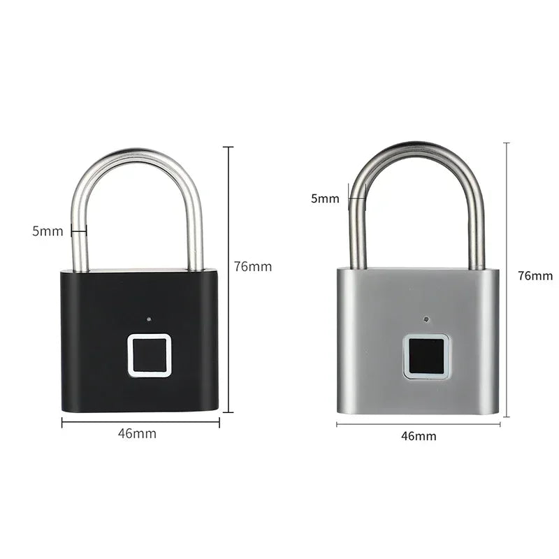 Home Fingerprint Padlock Aluminum Sliding Door Security Bar 0.2s Lock Portable Anti-theft Electronic Waterproof Unlock To Use