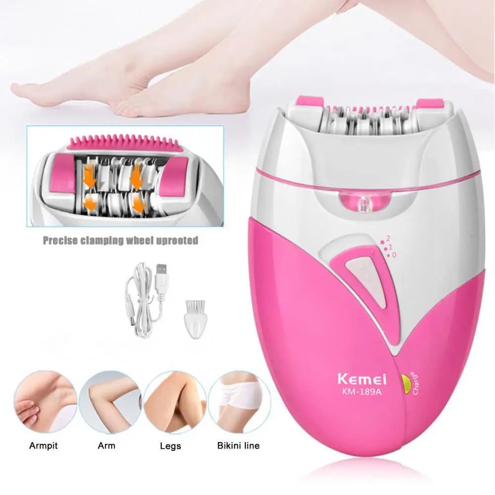 KM-189A Hair Epilator Electric Fast Rotating Detachable USB Rechargable Female Hair Trimmer for Women