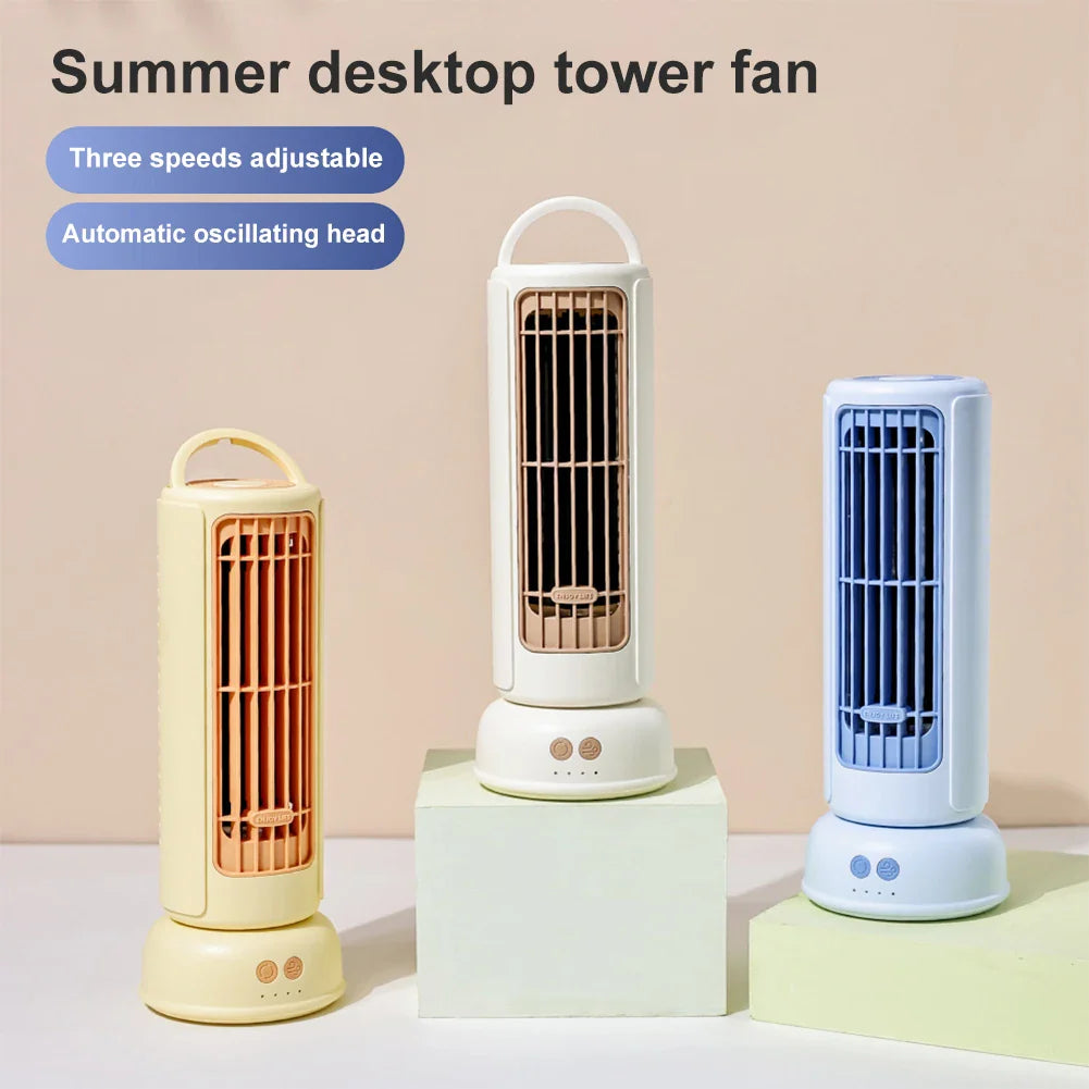 Desktop Mini Tower Fan with 3 Speeds &amp; 90° Oscillation Desk Fan Quiet Cooling Fan Cooler Fan for Home Office Desktop Bedroom