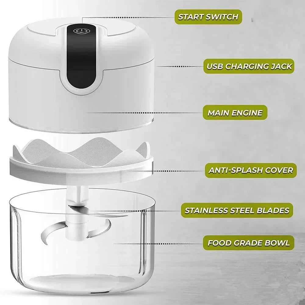 Electric Mini Garlic Vegetable Chopper Garlic Masher Portable Chopper Multi Function Meat Grinder Masher Machine Usb Charging 