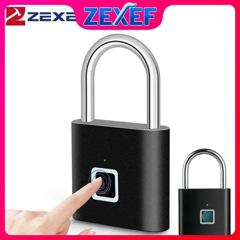 Home Fingerprint Padlock Aluminum Sliding Door Security Bar 0.2s Lock Portable Anti-theft Electronic Waterproof Unlock To Use