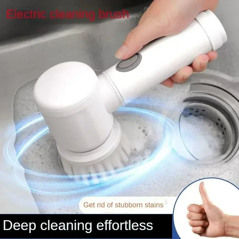 Electric Spin Scrubber Cordless Spin Scrubber with 5 Replaceable Brush Heads Electric Cleaning Brush Cleaning Tools