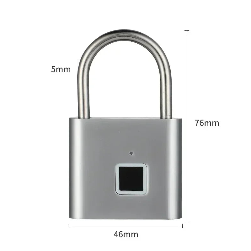 Home Fingerprint Padlock Aluminum Sliding Door Security Bar 0.2s Lock Portable Anti-theft Electronic Waterproof Unlock To Use