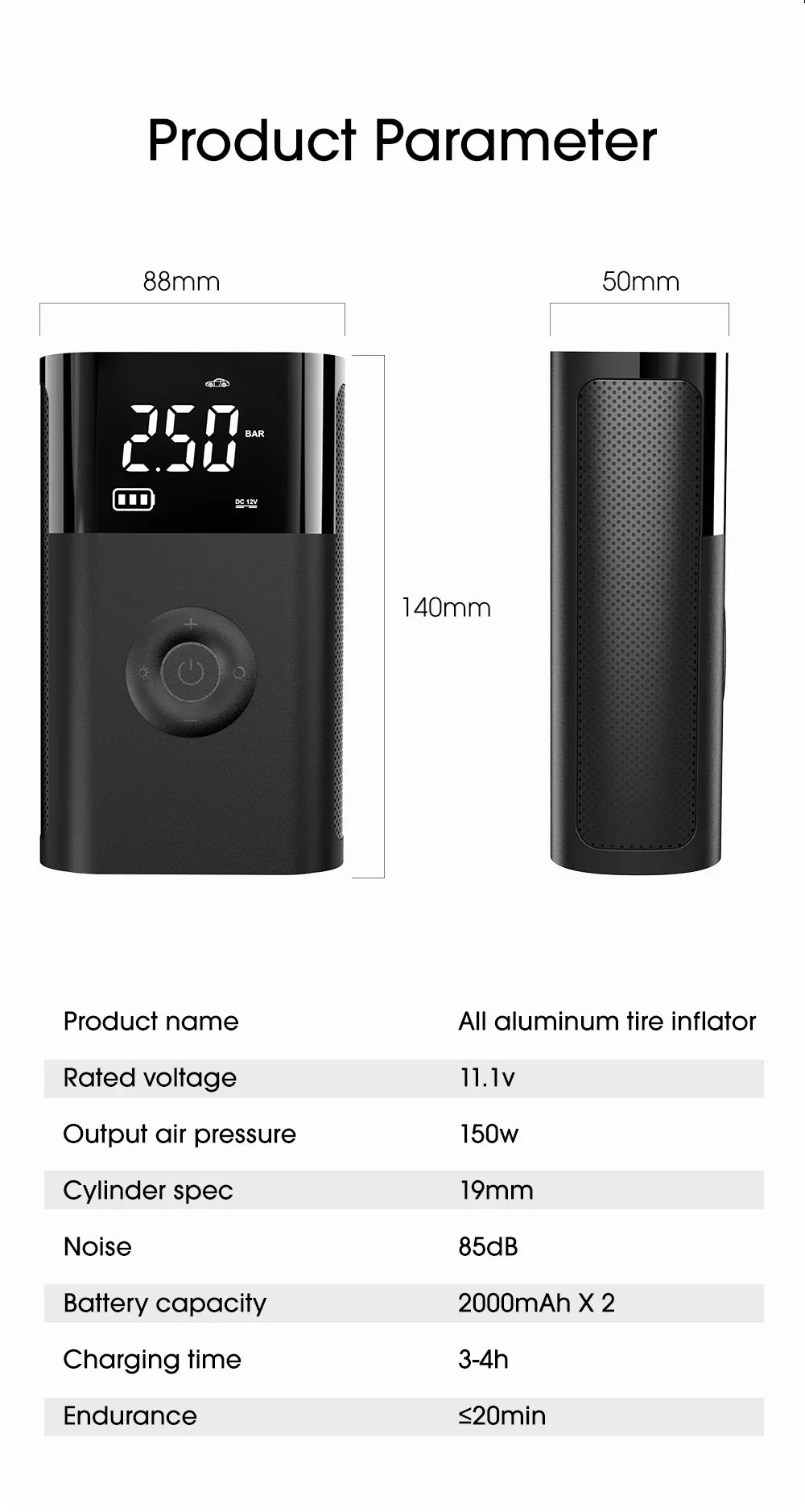 CARSUN Portable Inflator Compressor Pump With LED Lamp For Car Motorcycle Bicycle Tire Balls Wireless Electric Car Air Tire Pump