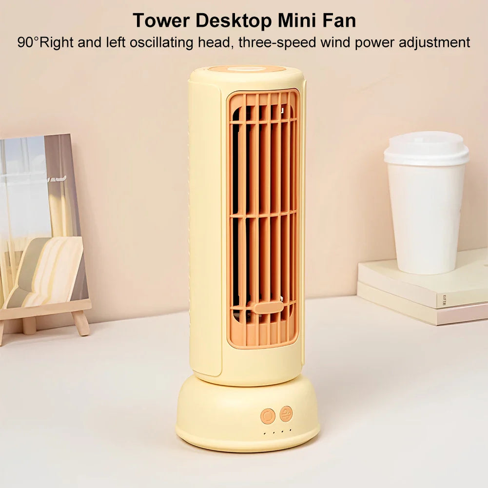 Desktop Mini Tower Fan with 3 Speeds &amp; 90° Oscillation Desk Fan Quiet Cooling Fan Cooler Fan for Home Office Desktop Bedroom