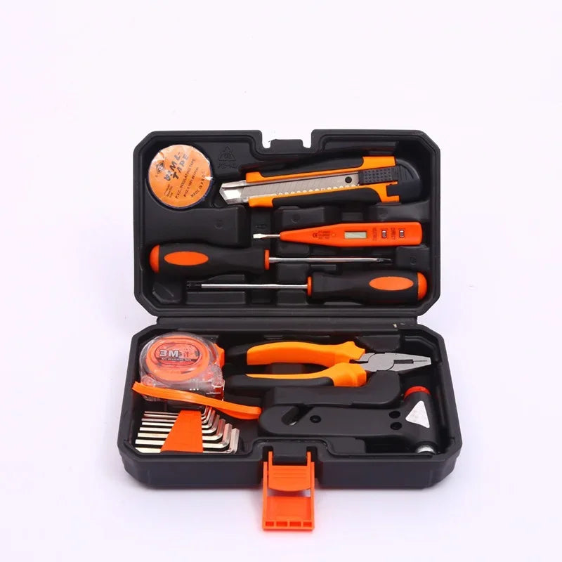 9-piece household and car hardware tool box set Small multi-function combination tool repair hand tool set