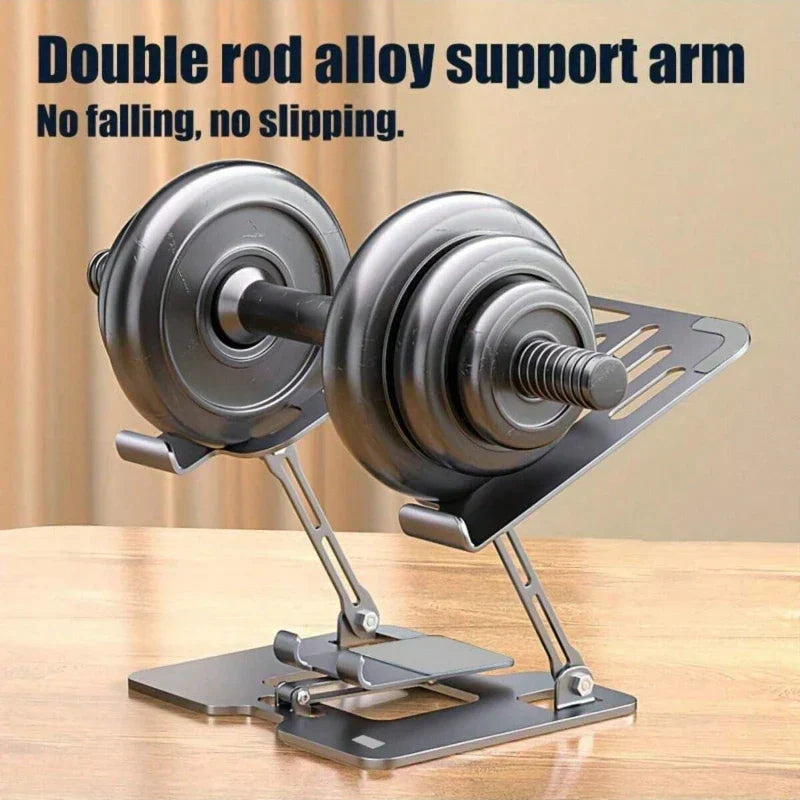 Heat Dissipation and Anti Slip Portable Foldable Dual Axis Adjustable Height Stable Stand for Mobile Phones Laptops and Tablets