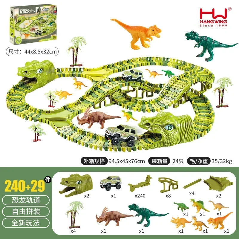 Children's Track Car Toys Boy DIY Versatile Assembly Electric Dinosaur Roller Coaster Amusement Park
