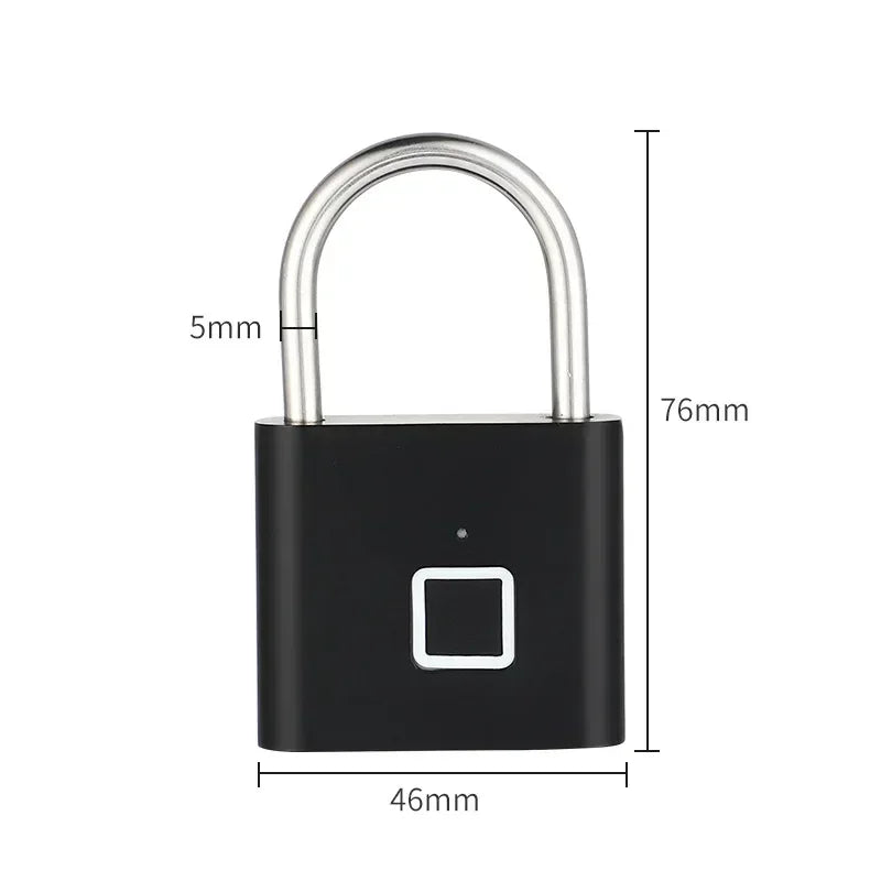 Home Fingerprint Padlock Aluminum Sliding Door Security Bar 0.2s Lock Portable Anti-theft Electronic Waterproof Unlock To Use