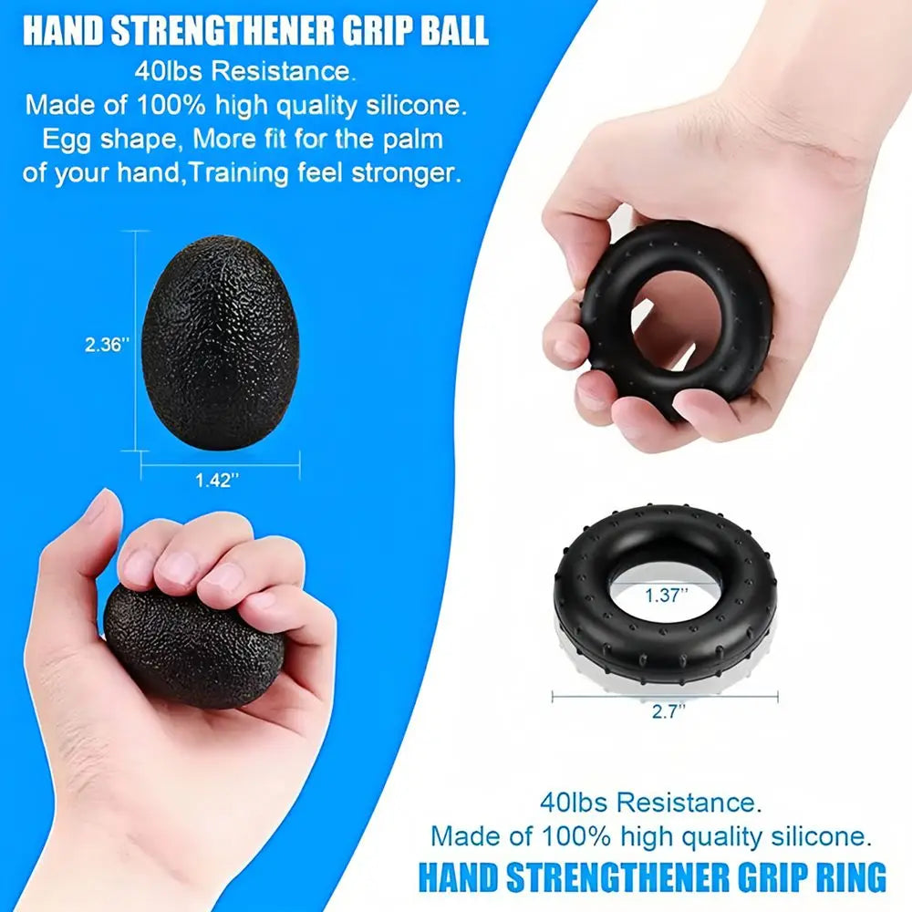 Grip Strength Trainer 6 Pack Forearm Strengthener Finger Stretcher Finger Exerciser Hand Gripper Strength Ring &amp; Stress Ball