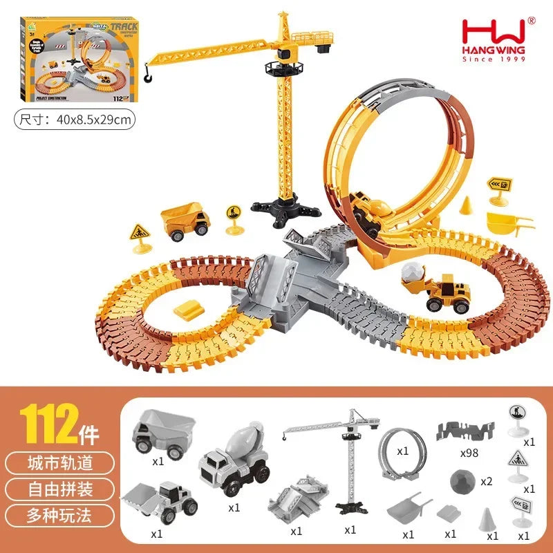 Children's Track Car Toys Boy DIY Versatile Assembly Electric Dinosaur Roller Coaster Amusement Park