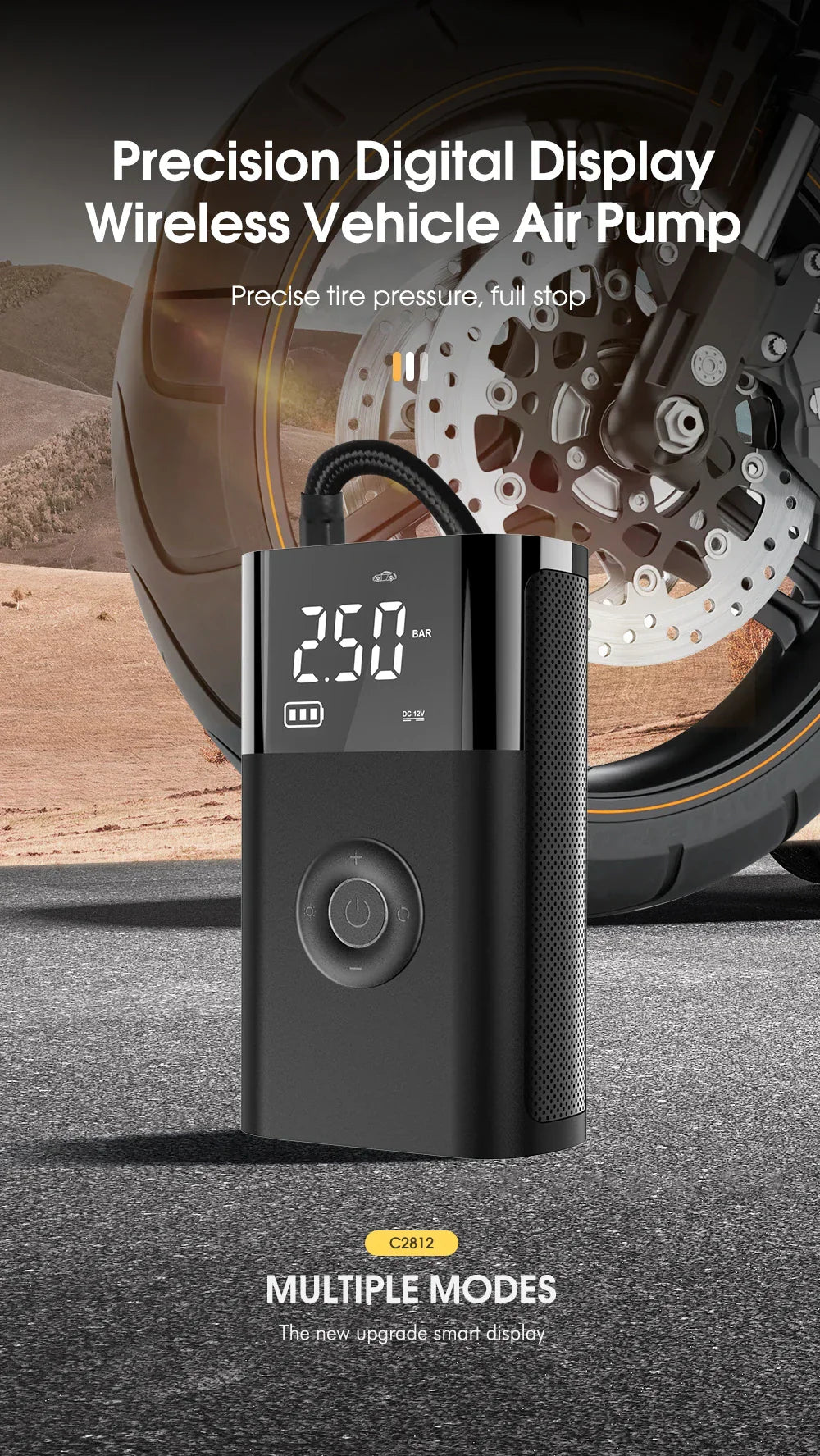 CARSUN Portable Inflator Compressor Pump With LED Lamp For Car Motorcycle Bicycle Tire Balls Wireless Electric Car Air Tire Pump