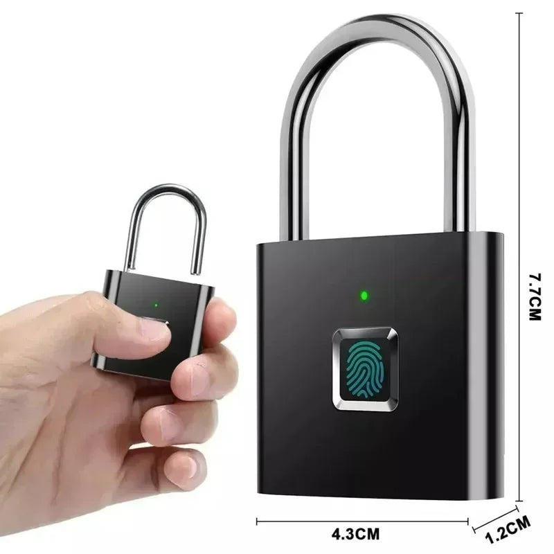 Home Fingerprint Padlock Aluminum Sliding Door Security Bar 0.2s Lock Portable Anti-theft Electronic Waterproof Unlock To Use