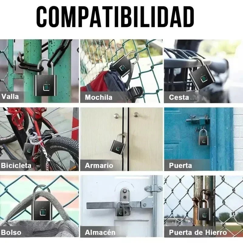 Home Fingerprint Padlock Aluminum Sliding Door Security Bar 0.2s Lock Portable Anti-theft Electronic Waterproof Unlock To Use