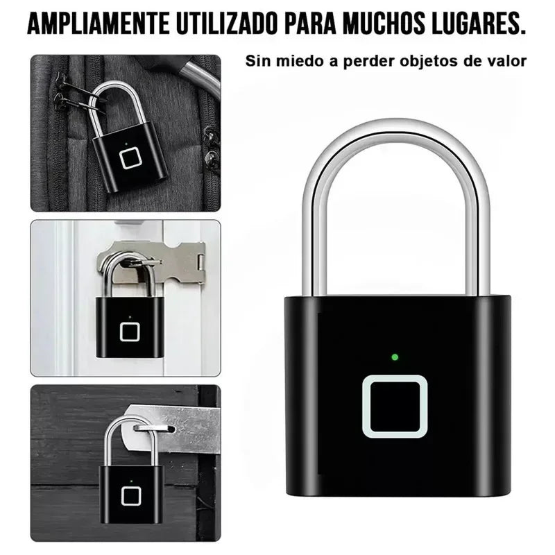 Home Fingerprint Padlock Aluminum Sliding Door Security Bar 0.2s Lock Portable Anti-theft Electronic Waterproof Unlock To Use