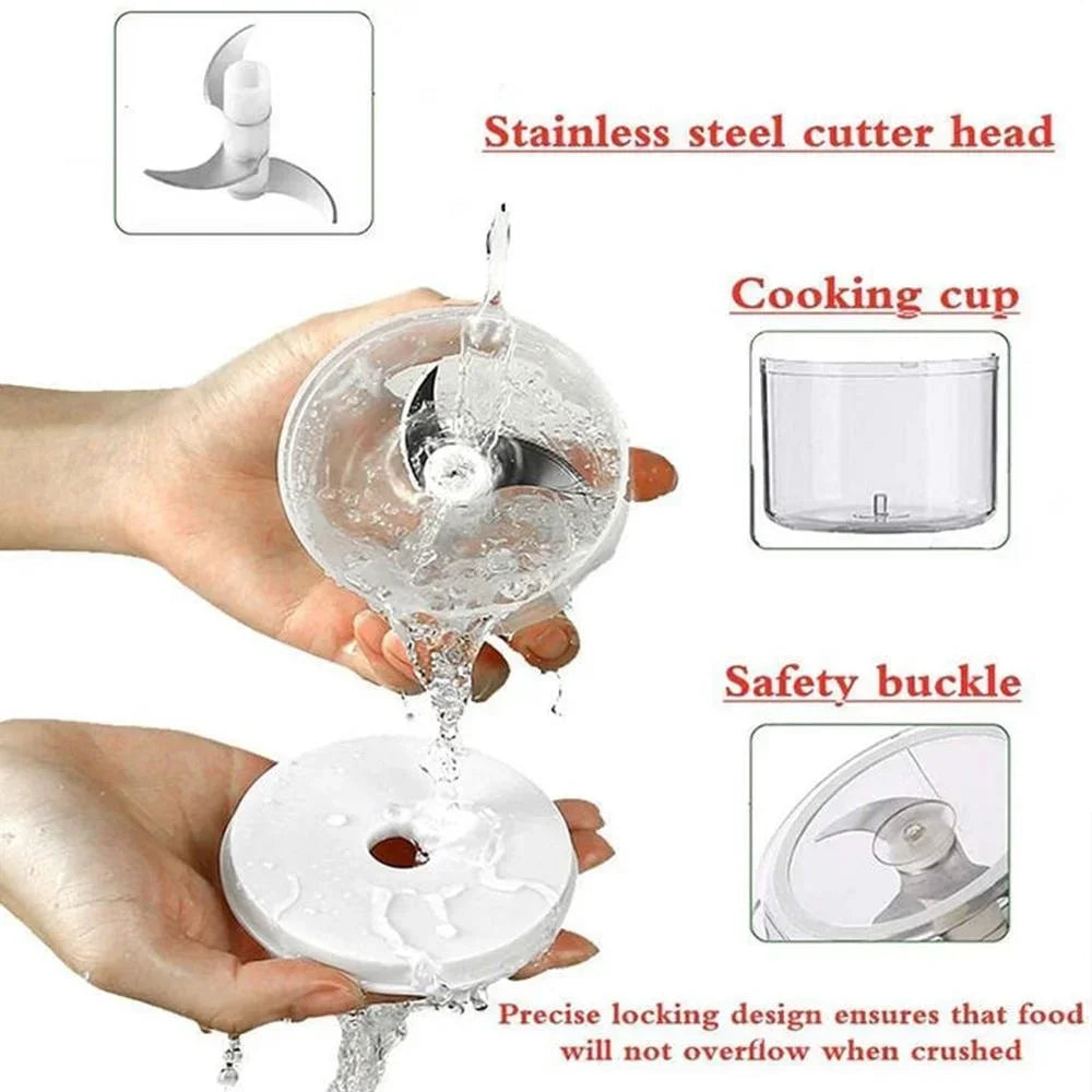 Electric Mini Garlic Vegetable Chopper Garlic Masher Portable Chopper Multi Function Meat Grinder Masher Machine Usb Charging 